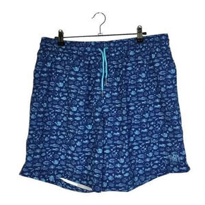 Boutique Tyler's Blue Fish Printed Swim Trunks L